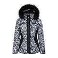 White-Black - Front - Regatta Womens-Ladies Julien Macdonald Mastery Animal Print Ski Jacket