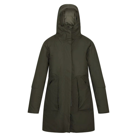 Dark Khaki - Front - Regatta Womens-Ladies Yewbank II Waterproof Parka