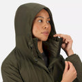 Dark Khaki - Close up - Regatta Womens-Ladies Yewbank II Waterproof Parka