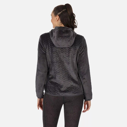 Seal Grey - Close up - Regatta Womens-Ladies Julissa II Fluffy Full Zip Fleece Jacket