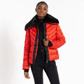 Volcanic Red - Pack Shot - Dare 2B Womens-Ladies Julien Macdonald Suppression Contrast Panel Padded Jacket