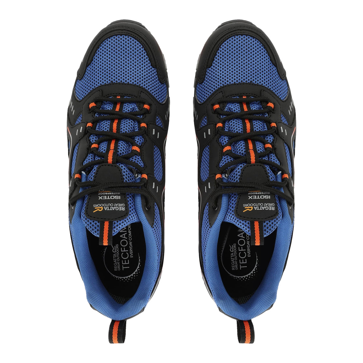 Olympian Blue-Black-Tango - Pack Shot - Regatta Mens Vendeavour Waterproof Walking Shoes