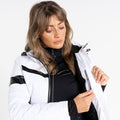 White-Black - Close up - Dare 2B Womens-Ladies Dynamical Quilted Ski Jacket