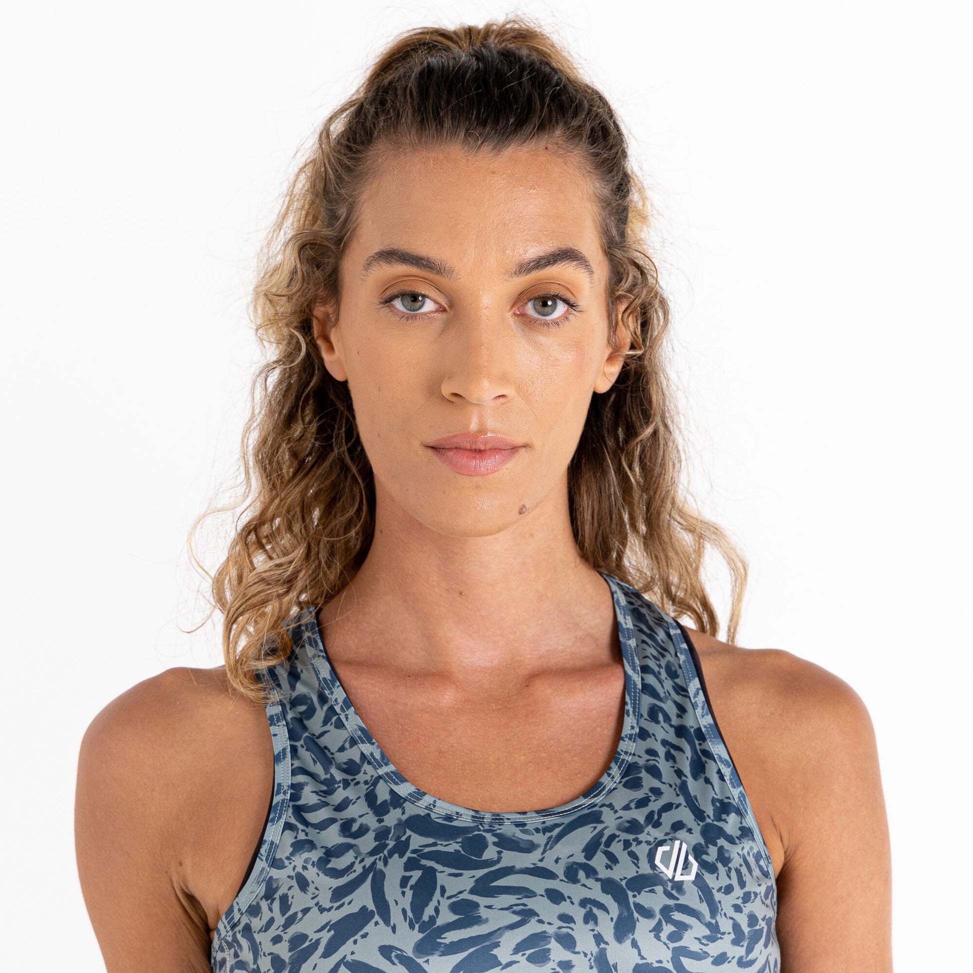 Lilypad Green - Close up - Dare 2B Womens-Ladies Ardency II Animal Print Recycled Lightweight Vest Top