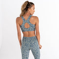Lilypad Green - Pack Shot - Dare 2B Womens-Ladies Fleur East Edit Swift Animal Print Sports Bra