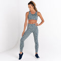 Lilypad Green - Close up - Dare 2B Womens-Ladies Fleur East Edit Swift Animal Print Sports Bra