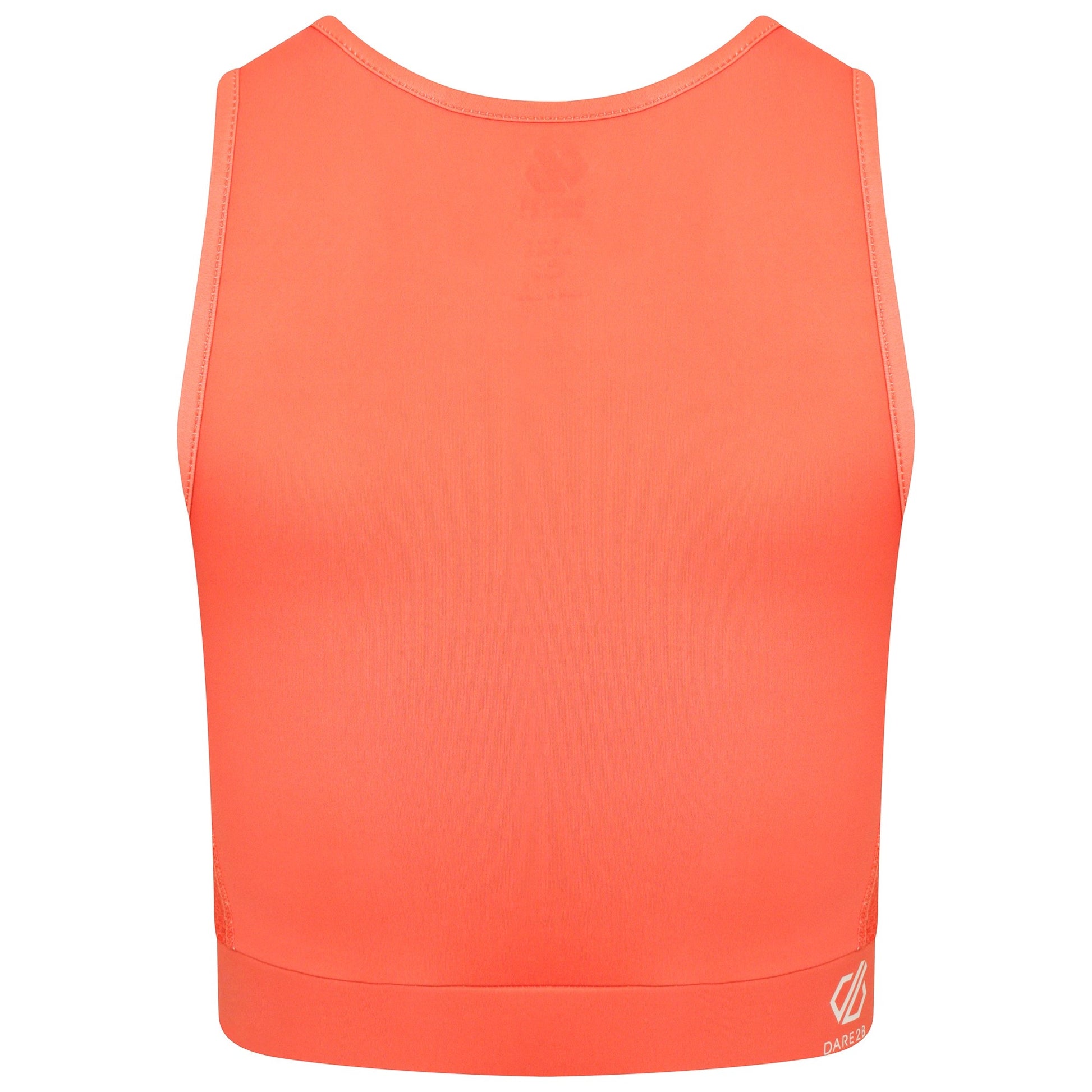 Neon Peach - Back - Dare 2B Womens-Ladies Fleur East Edit Move Logo High-Neck Sports Bra