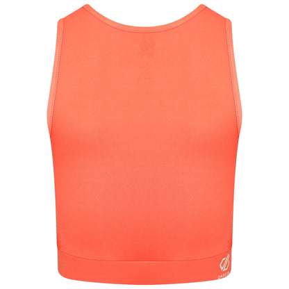 Neon Peach - Back - Dare 2B Womens-Ladies Fleur East Edit Move Logo High-Neck Sports Bra