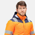 Orange-Navy - Side - Regatta Unisex Adult Pro Thermogen Hi-Vis Heated Jacket