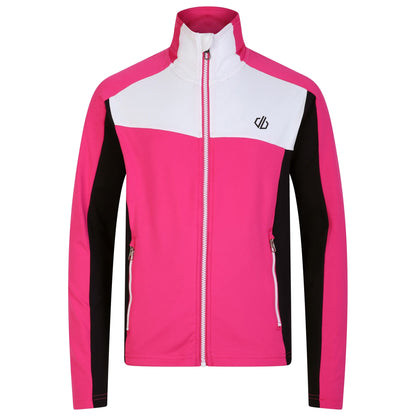 Pure Pink-Black - Front - Dare 2B Childrens-Kids Emergent Core Stretch Midlayer