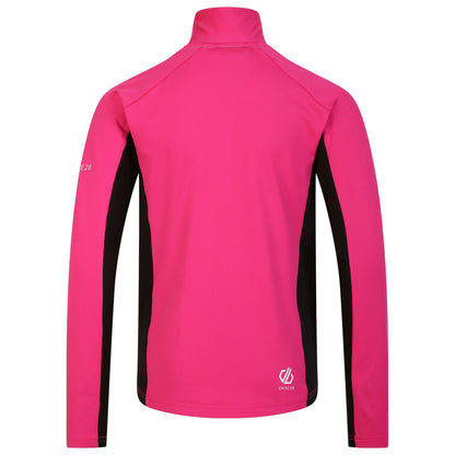 Pure Pink-Black - Back - Dare 2B Childrens-Kids Emergent Core Stretch Midlayer
