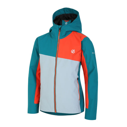 Fortune Green-Trail Blaze Orange - Side - Dare 2B Childrens-Kids Explore Waterproof Jacket