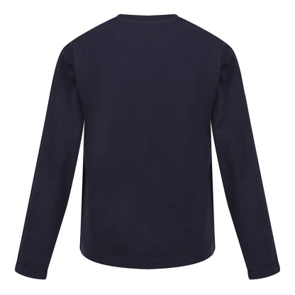 Navy - Back - Regatta Childrens-Kids Wenbie III Slogan Long-Sleeved T-Shirt