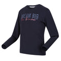 Navy - Side - Regatta Childrens-Kids Wenbie III Slogan Long-Sleeved T-Shirt