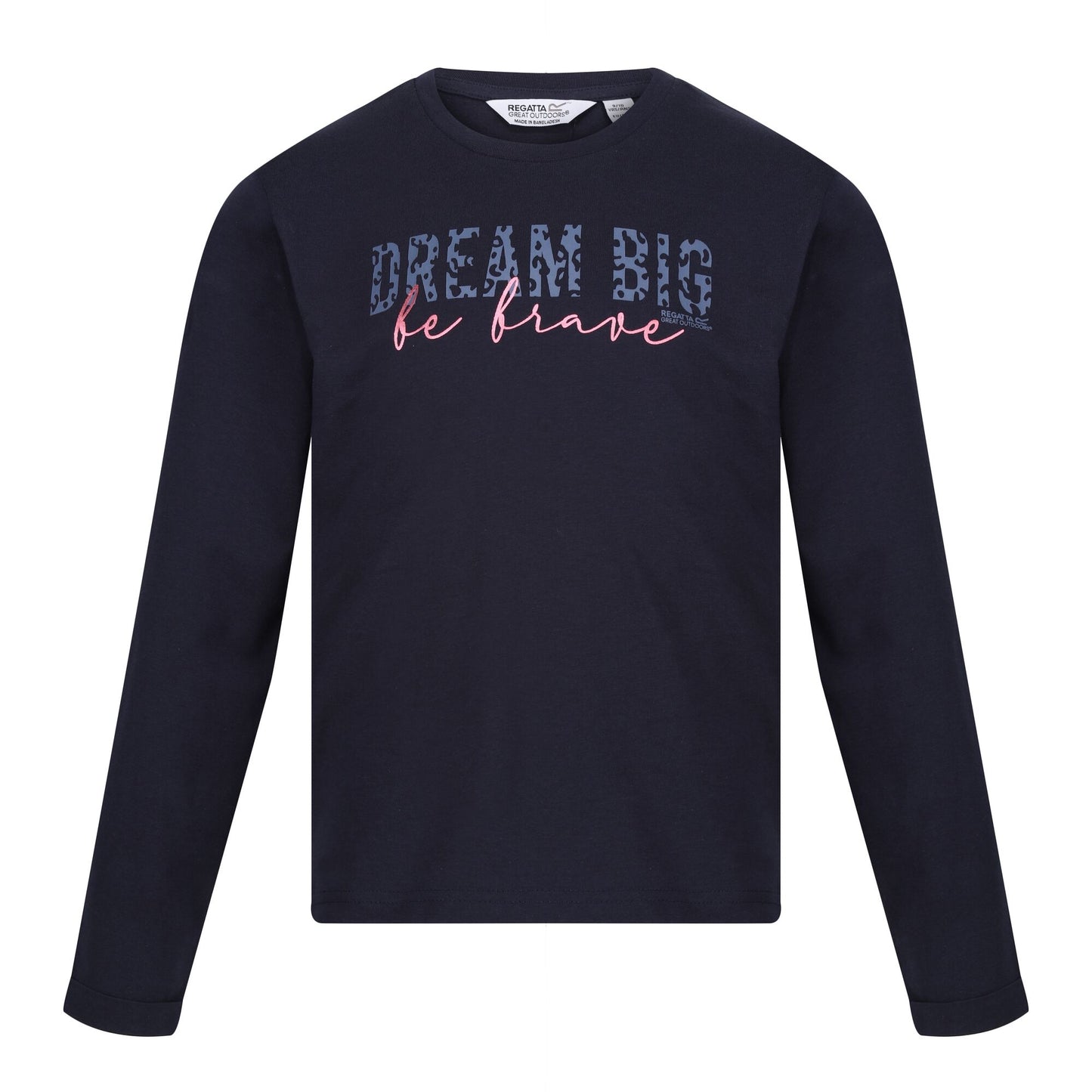 Navy - Front - Regatta Childrens-Kids Wenbie III Slogan Long-Sleeved T-Shirt