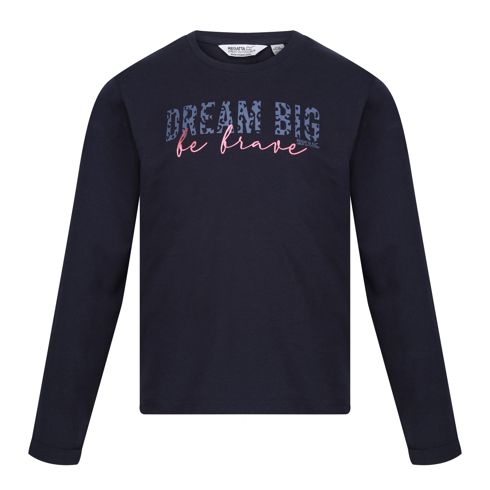 Navy - Front - Regatta Childrens-Kids Wenbie III Slogan Long-Sleeved T-Shirt