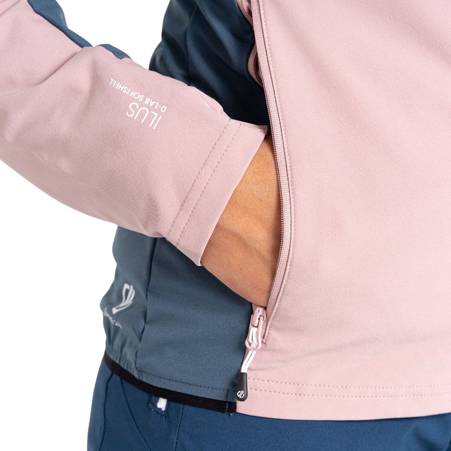 Dusky Rose-Orion Grey - Side - Dare 2B Womens-Ladies Avidly Hooded Soft Shell Jacket