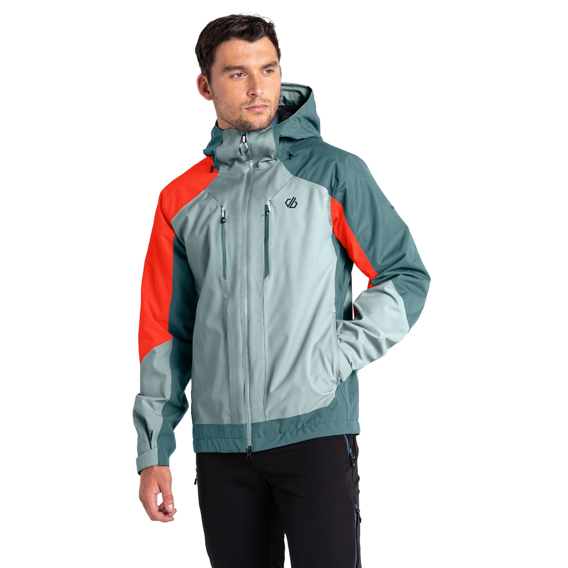 Trail Blaze Orange-Slate-Mediterranean Green - Lifestyle - Dare 2B Mens Arising Waterproof Jacket