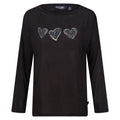 Black - Front - Regatta Womens-Ladies Carlene Hearts Long-Sleeved T-Shirt