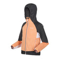 Apricot Crush-Seal Grey - Side - Regatta Childrens-Kids Prenton II Hooded Soft Shell Jacket