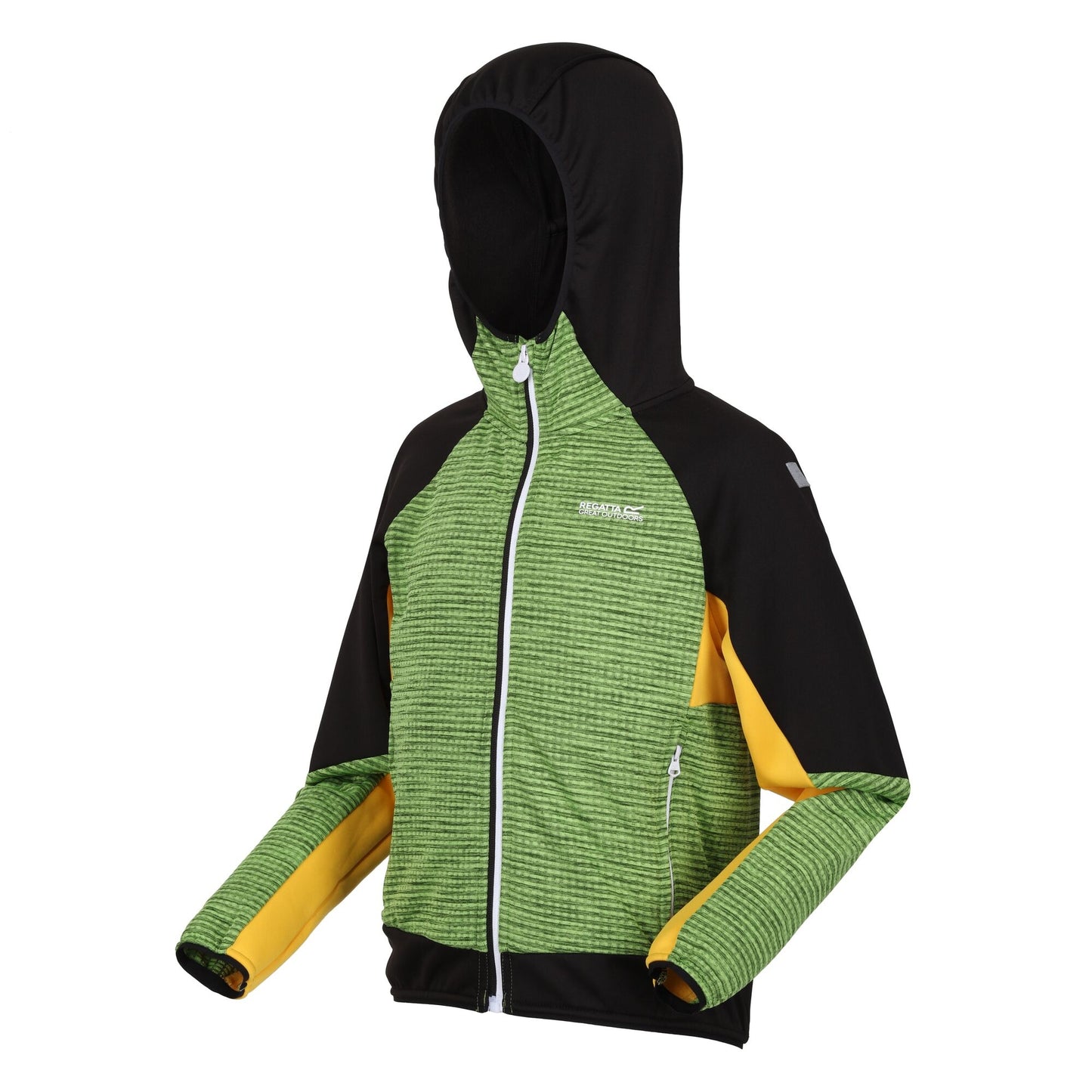 Jasmine Green-Black - Side - Regatta Childrens-Kids Prenton II Hooded Soft Shell Jacket