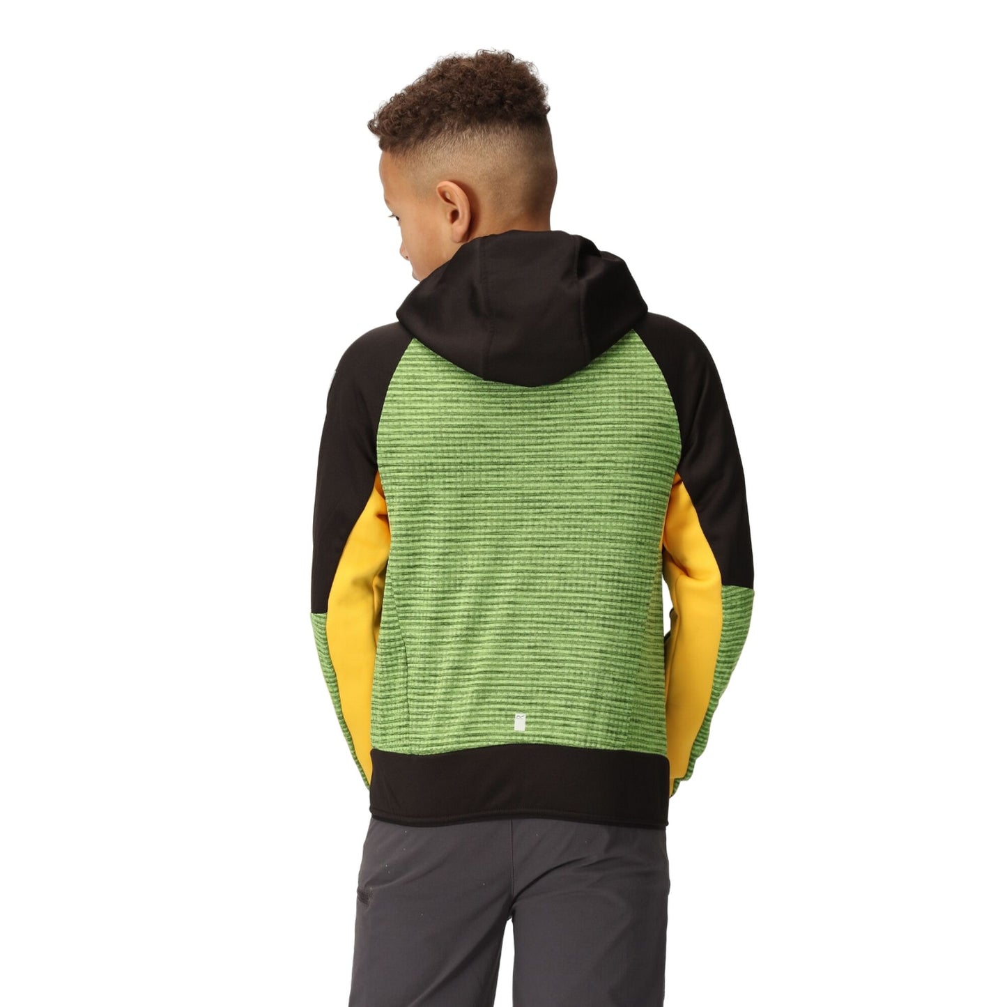 Jasmine Green-Black - Close up - Regatta Childrens-Kids Prenton II Hooded Soft Shell Jacket