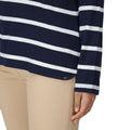Navy-White - Pack Shot - Regatta Womens-Ladies Helvine Striped Sweatshirt