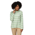 Quiet Green-White - Close up - Regatta Womens-Ladies Helvine Striped Sweatshirt