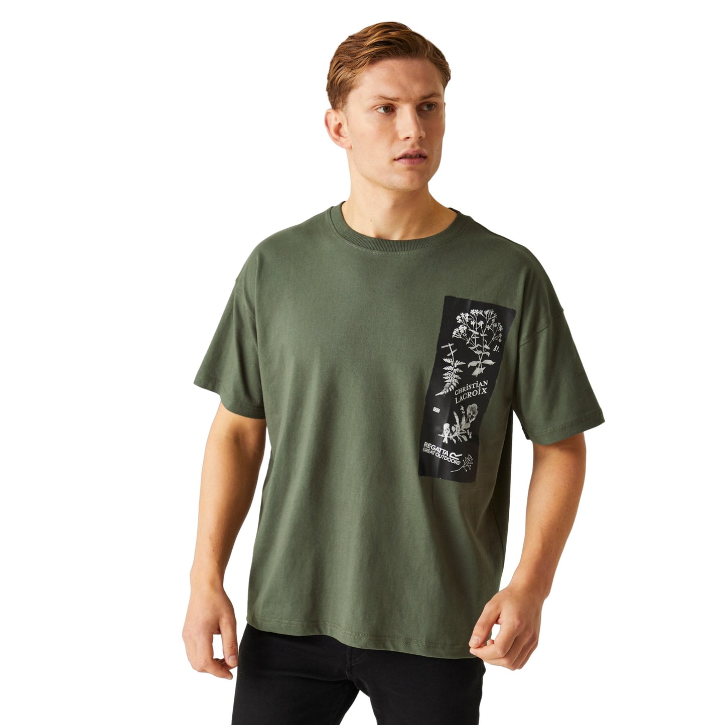 Dark Khaki - Pack Shot - Regatta Mens Christian Lacroix Aramon Flower T-Shirt