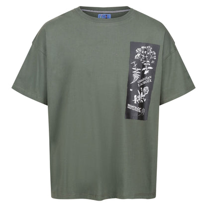 Dark Khaki - Front - Regatta Mens Christian Lacroix Aramon Flower T-Shirt