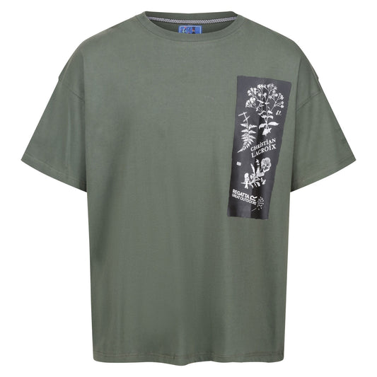 Dark Khaki - Front - Regatta Mens Christian Lacroix Aramon Flower T-Shirt