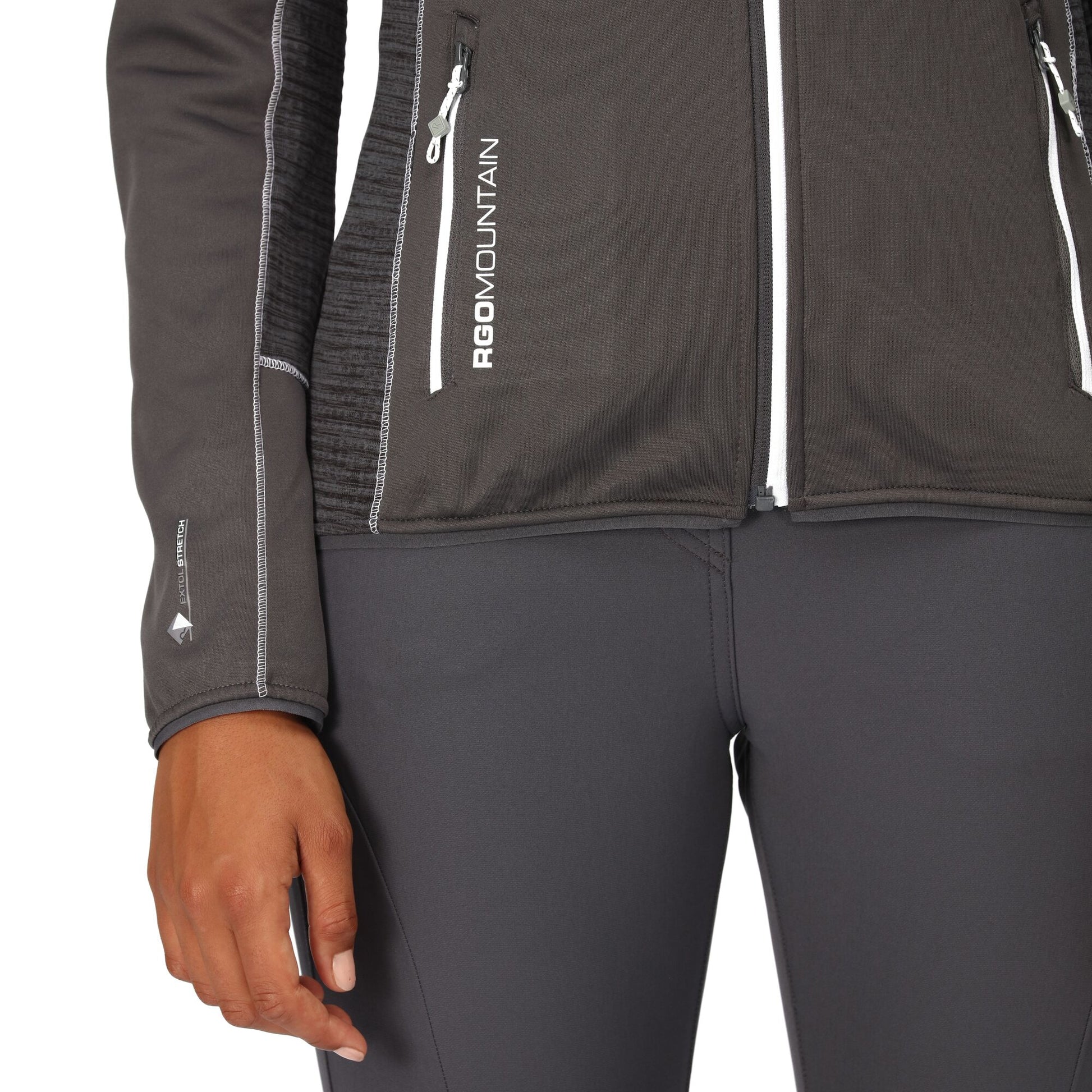 Seal Grey - Close up - Regatta Womens-Ladies Yare VII Marl Full Zip Soft Shell Jacket