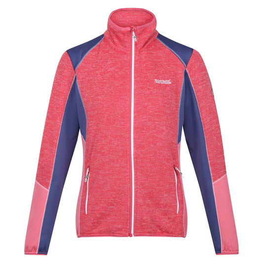 Fruit Dove-Dusty Denim - Front - Regatta Womens-Ladies Lindalla V Marl Full Zip Fleece Jacket
