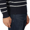 Navy-Silver Grey - Pack Shot - Regatta Mens Cautley Striped Knitted Jumper