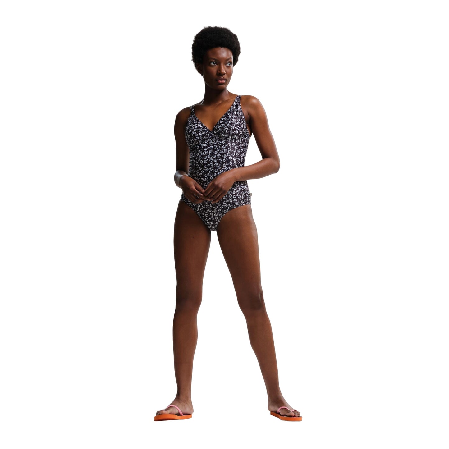 Black-White - Close up - Regatta Womens-Ladies Orla Kiely Parsley One Piece Swimsuit