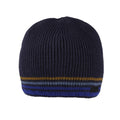 Navy - Front - Regatta Mens Balton IV Striped Beanie