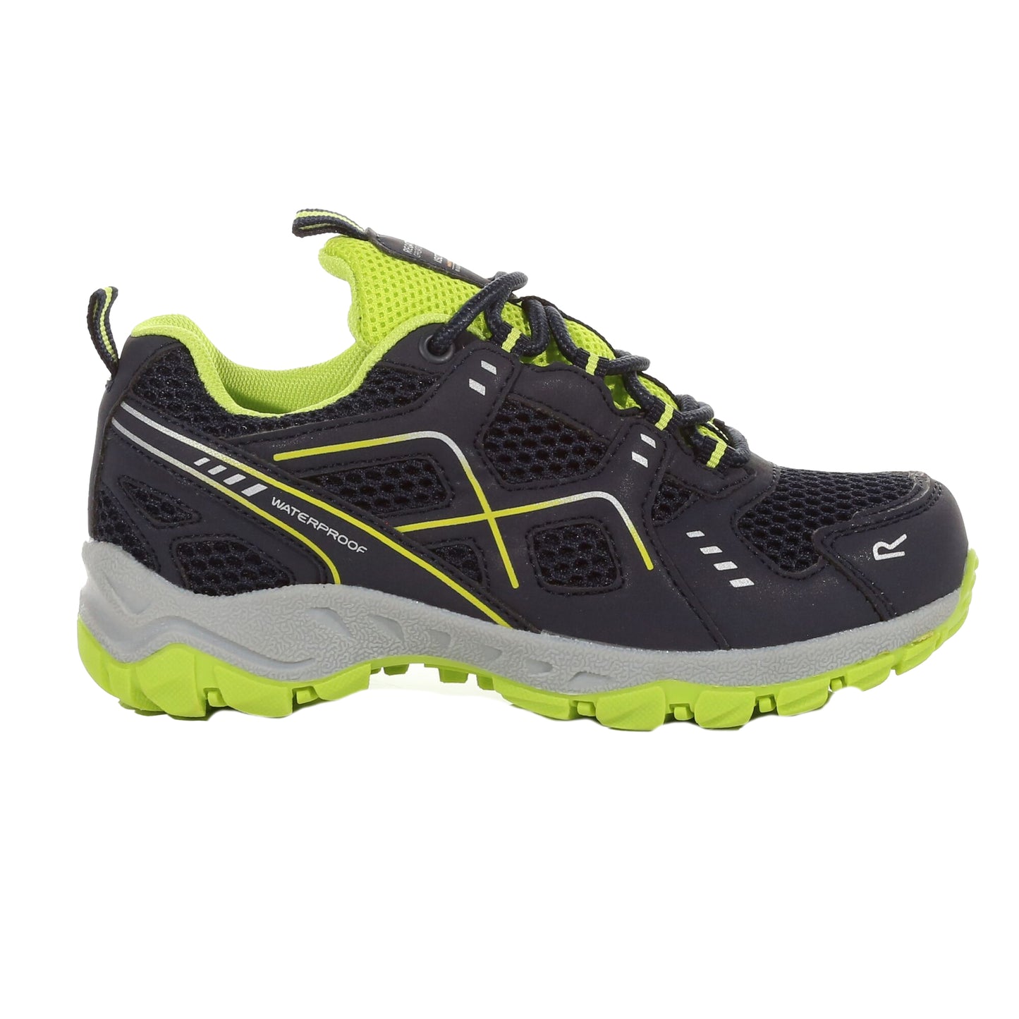 Navy-Lime Punch - Pack Shot - Regatta Childrens-Kids Vendeavour Walking Shoes