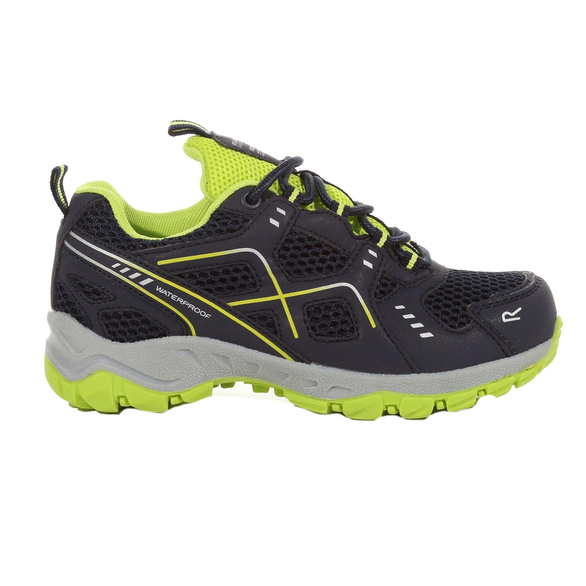 Navy-Lime Punch - Pack Shot - Regatta Childrens-Kids Vendeavour Walking Shoes