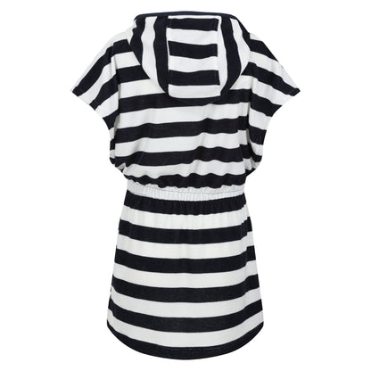 Navy - Back - Regatta Childrens-Kids Bernessa Striped Towelling Poncho