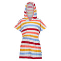 Multicoloured - Front - Regatta Childrens-Kids Bernessa Striped Towelling Poncho