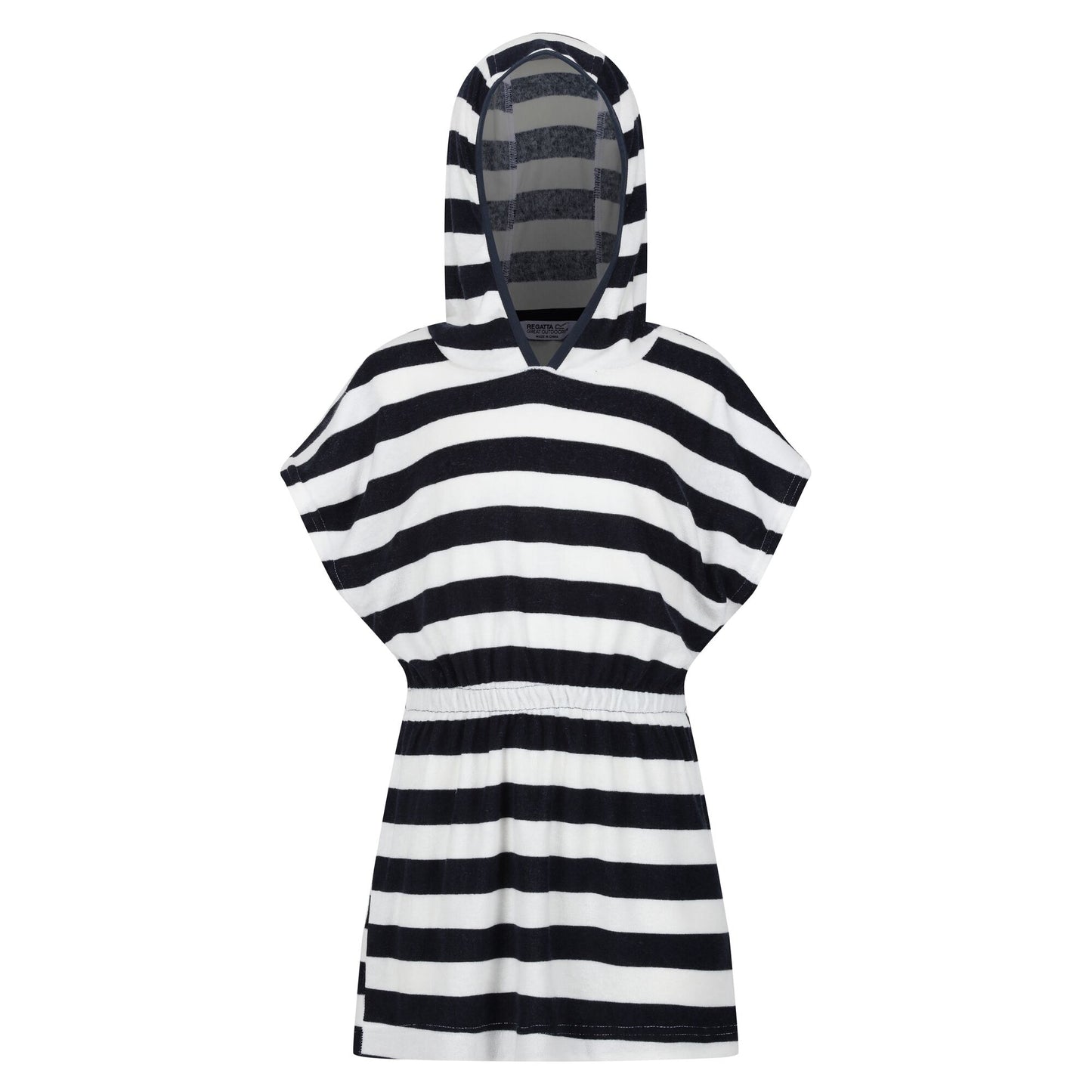 Navy - Front - Regatta Childrens-Kids Bernessa Striped Towelling Poncho