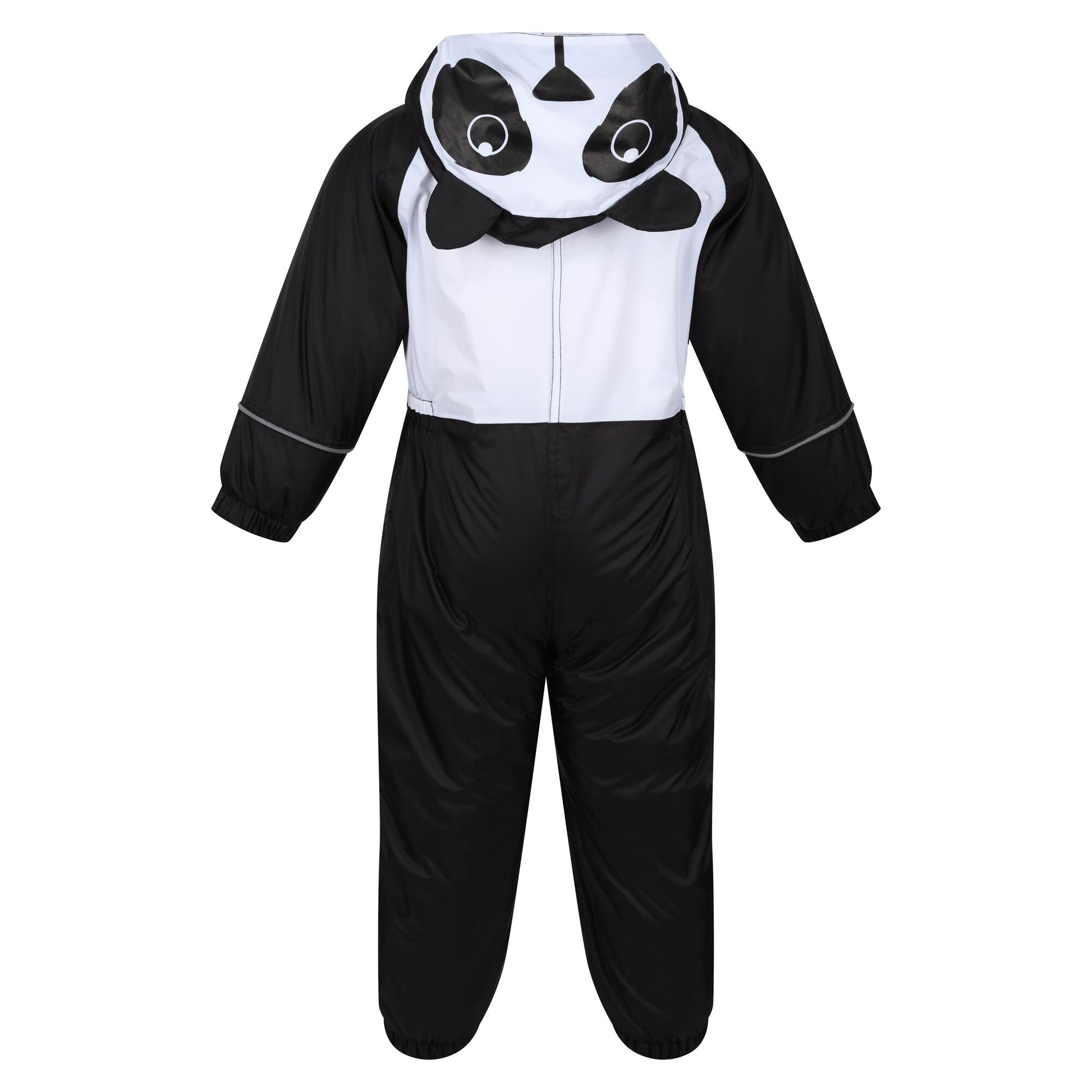 Black-White - Back - Regatta Childrens-Kids Mudplay III Panda Waterproof Puddle Suit