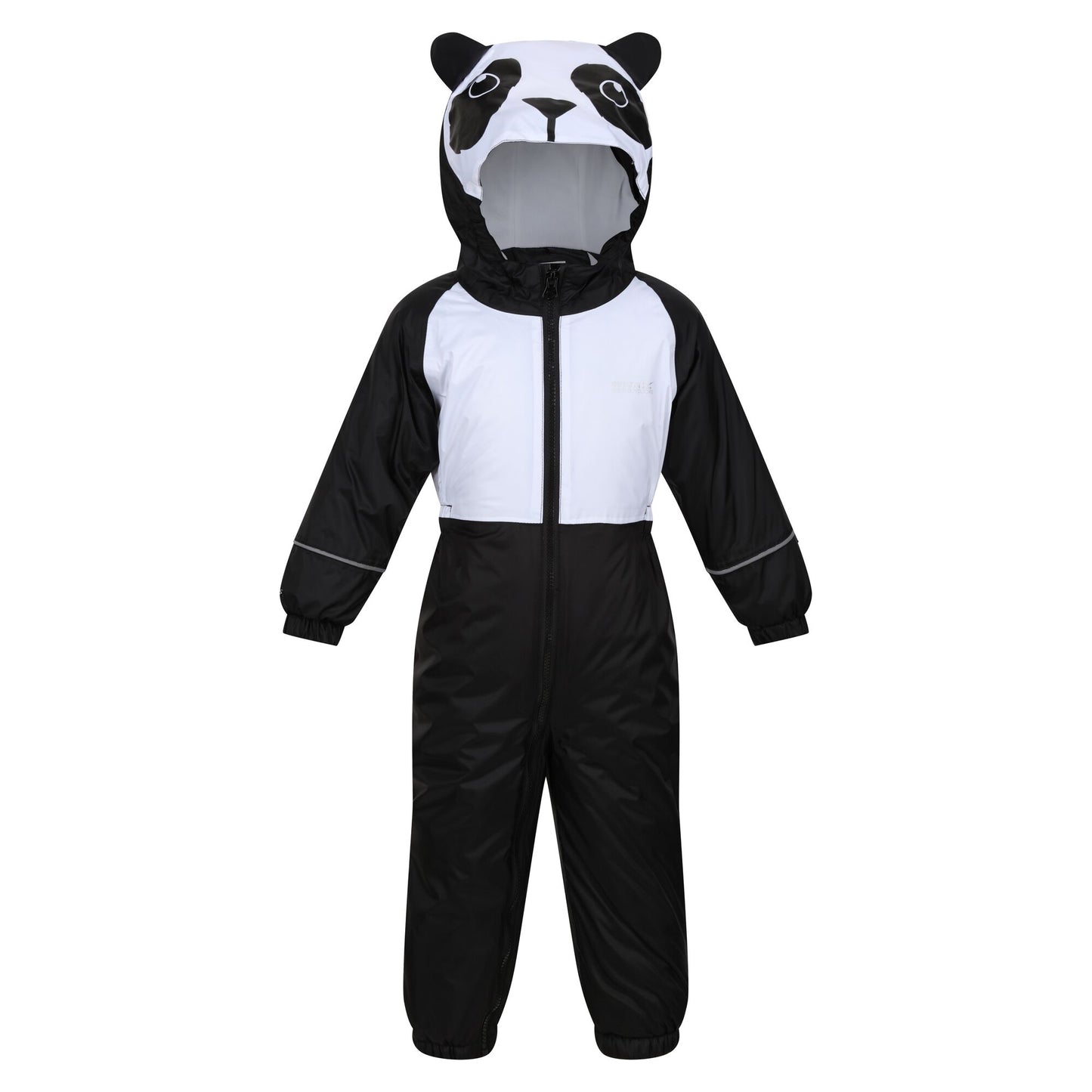 Black-White - Front - Regatta Childrens-Kids Mudplay III Panda Waterproof Puddle Suit