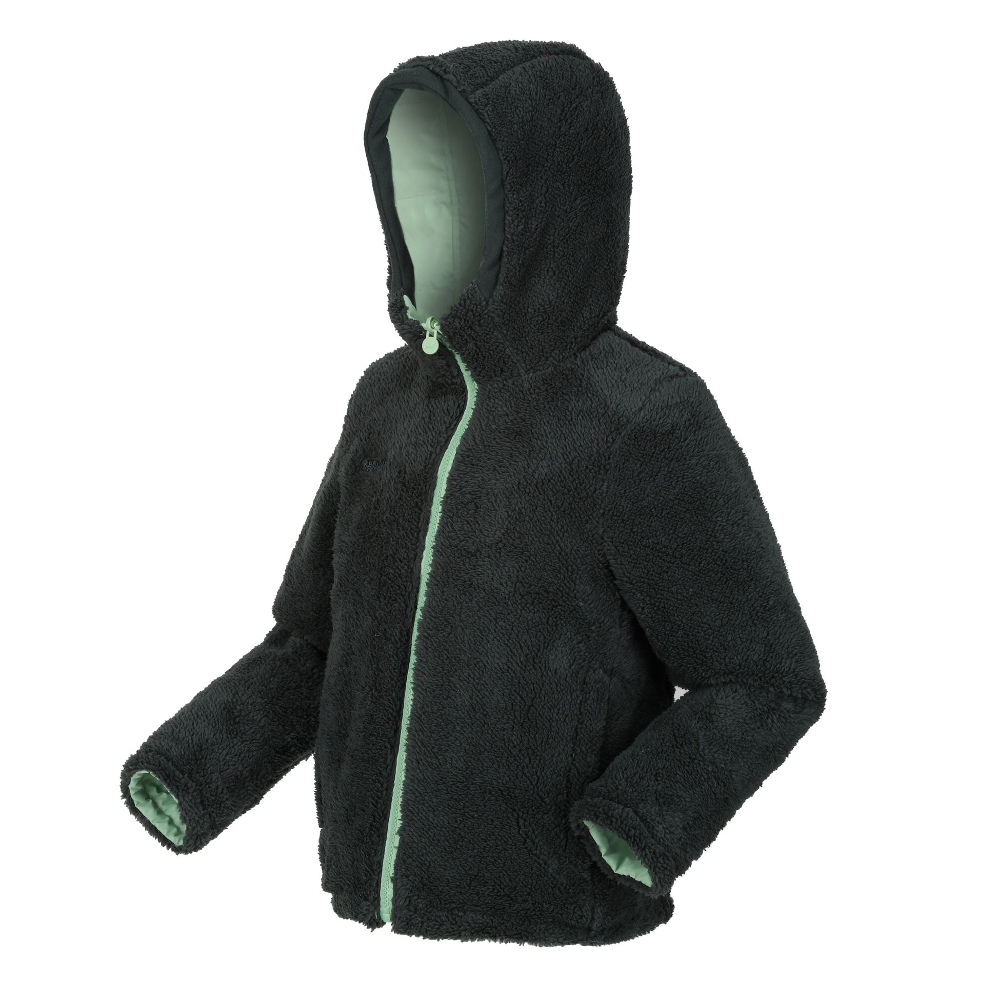 Quiet Green-Darkest Spruce - Close up - Regatta Childrens-Kids Kyrell Plain Reversible Jacket