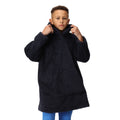 Navy - Side - Regatta Childrens-Kids Cosy Plain Hooded Poncho