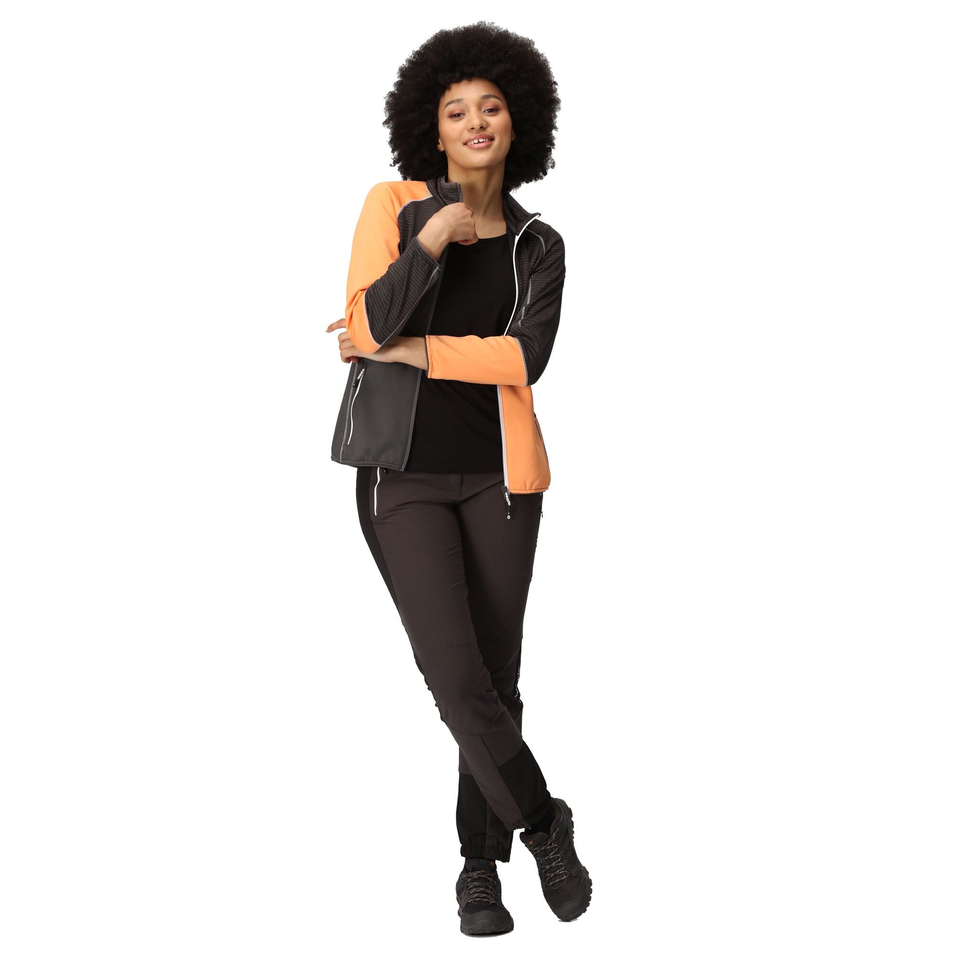 Black-Apricot Crush - Close up - Regatta Womens-Ladies Yare VIII Lightweight Jacket