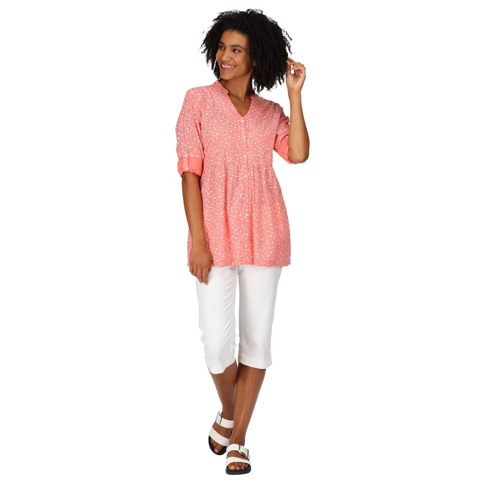 Shell Pink - Pack Shot - Regatta Womens-Ladies Nemora Birds Cotton Blouse