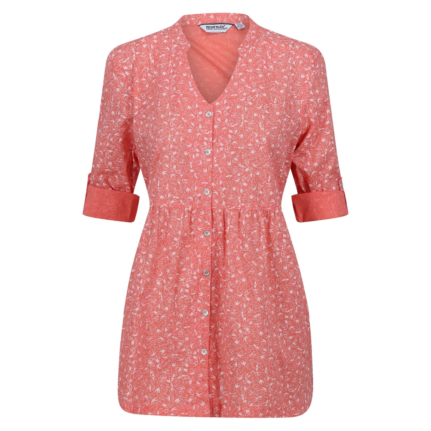 Shell Pink - Front - Regatta Womens-Ladies Nemora Birds Cotton Blouse