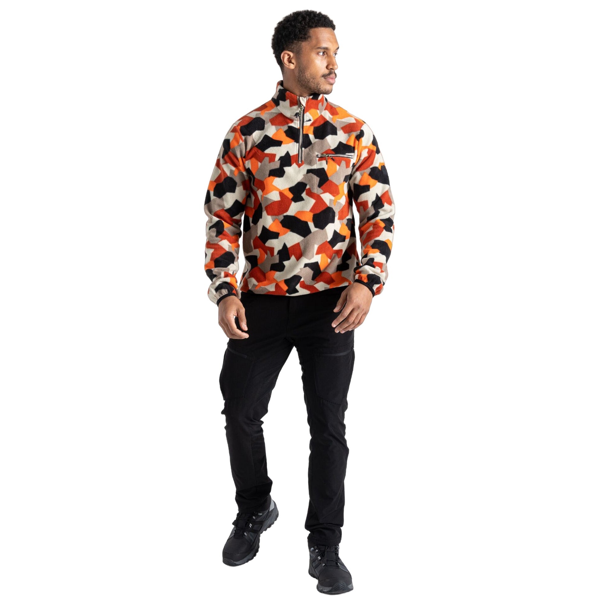 Puffins Orange - Close up - Dare 2B Mens Affinity Geometric Fleece Top