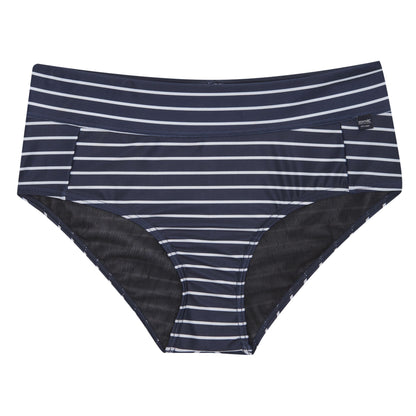 Navy-White - Front - Regatta Womens-Ladies Paloma Stripe Textured Bikini Bottoms